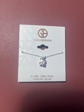Giani Bernini Sterling Silver Necklace with Pink Cubic Zirconia Pendant